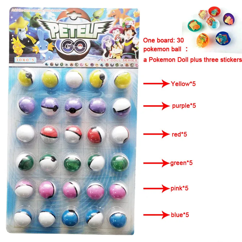 

30pcs Takara Tomy Glow Pokemon Pet Elf Ball Pikachu Variety Styles Toy Pokemons Toys Poke Kids Figures Hot Home Decoration Gift