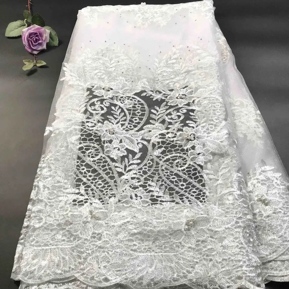 Белая африканская кружевная ткань 2021 высококачественное кружево французская
