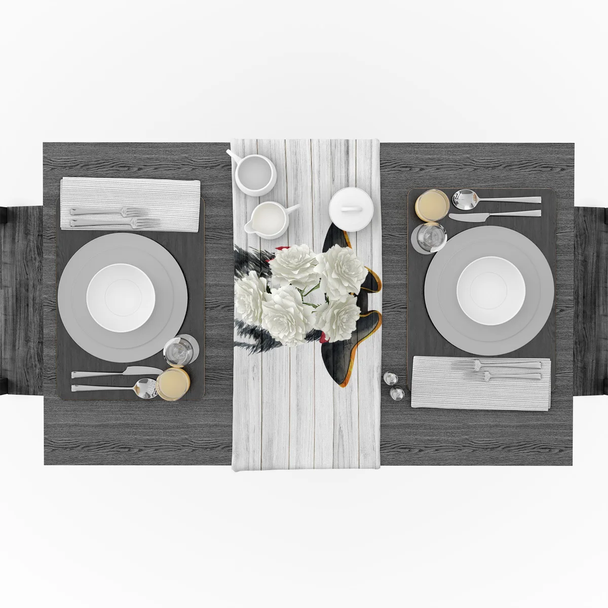 Пират Хаски на деревянной доске современный Настольный бегун с высокой