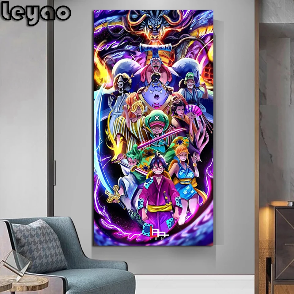 

Modern Diamond Painting Anime Poster One Piece Abstract Wall Art Unique Modular Picture For Corridor Bedroom Decoration Home