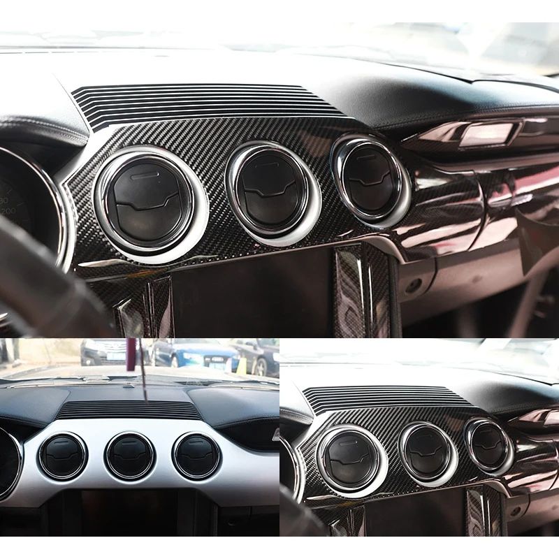 

ABS Carbon Fiber Central Control Dashboard Panel Cover Trim Stickers for Ford Mustang 2015-2019 Car Styling