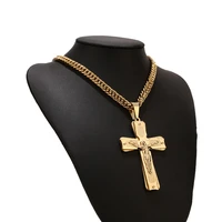stainless steel gold tone christ jesus pendant cross necklaces with 24 chains for jewelry gifts top quality