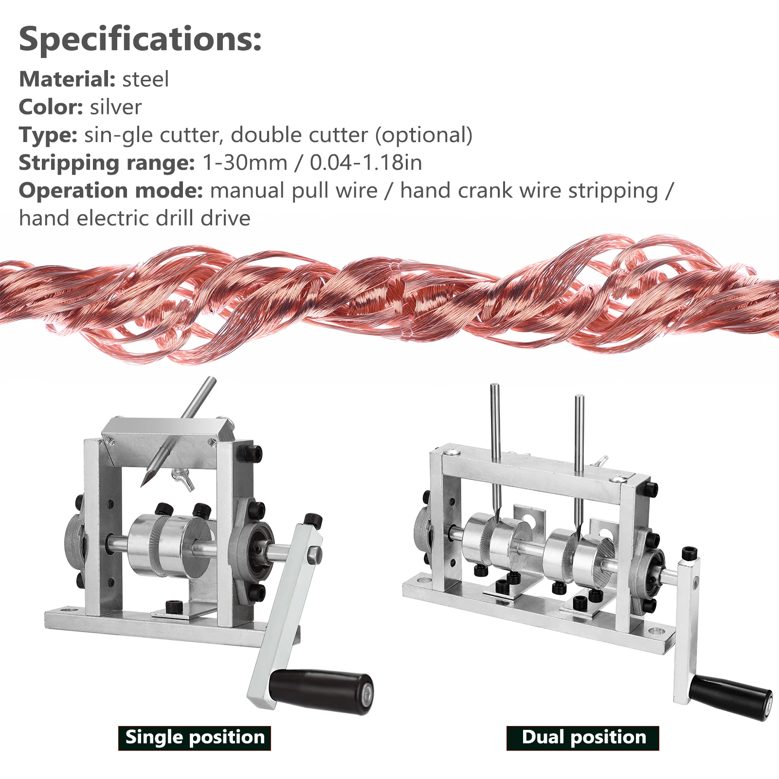 

Manual Electric Drill Dual-purpose Cable Stripper Stripper for 1-30mm Wire Stripping Machine Utility Tool