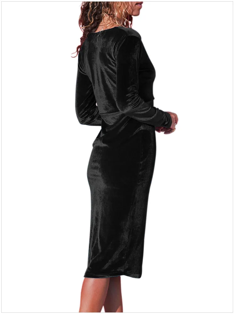 Платье для выпускного вечера элегантное бархатное коктейльное платье с длинным