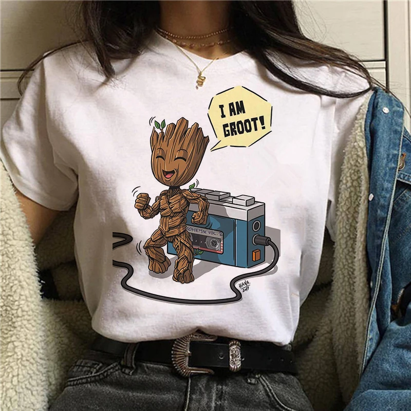 Новинка 2020The футболка милый топ с принтом Bady Groot топы для женщин забавная мода Vogue