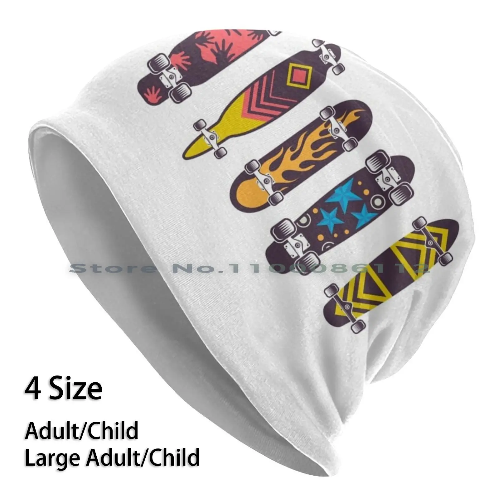 

Skateboard Beanies Knit Hat Skateboarder Surfer Skate Board Pattern Light Baby Skateboards Skates Wheels Sports Teen Girly Cute