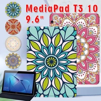 pu leather tablet case for huawei mediapad t3 10 9 6 mandala series pattern stand cover case