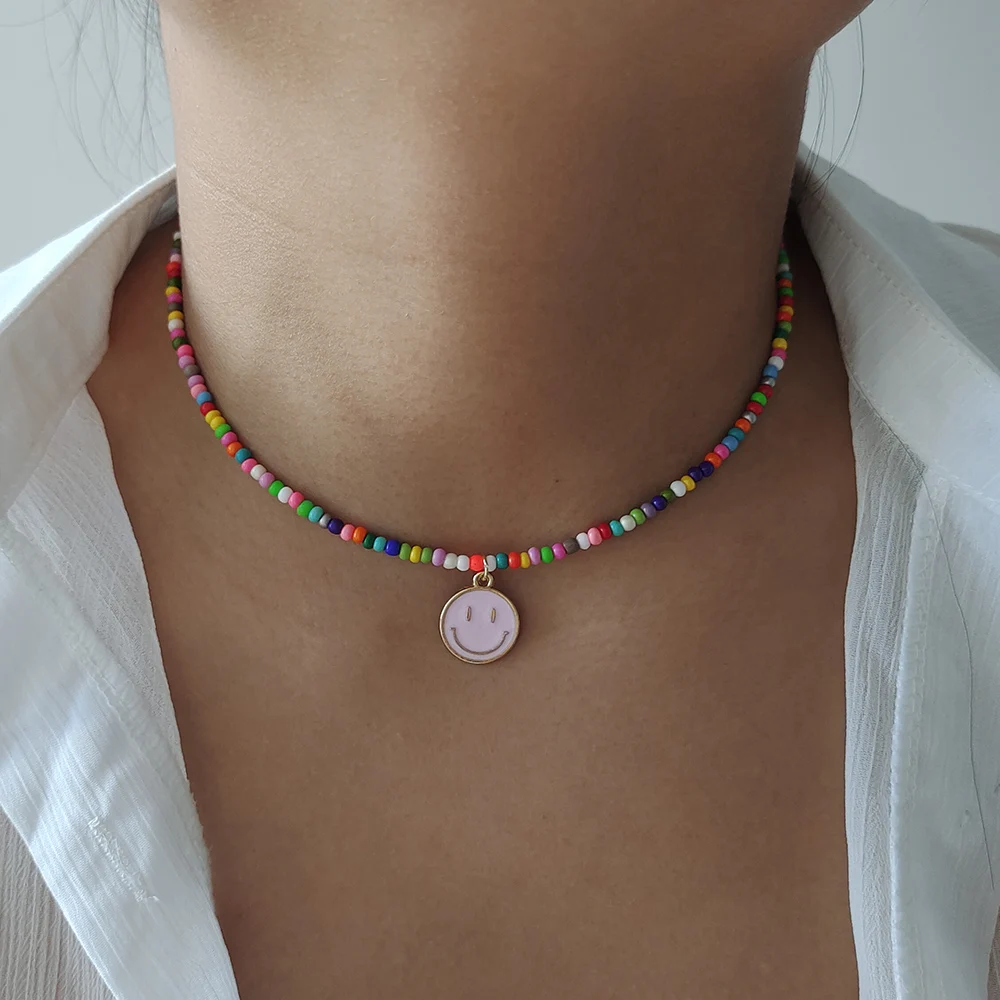 Ожерелье-чокер женское эмалированное с жёлтым лицом-смайликом - купить по