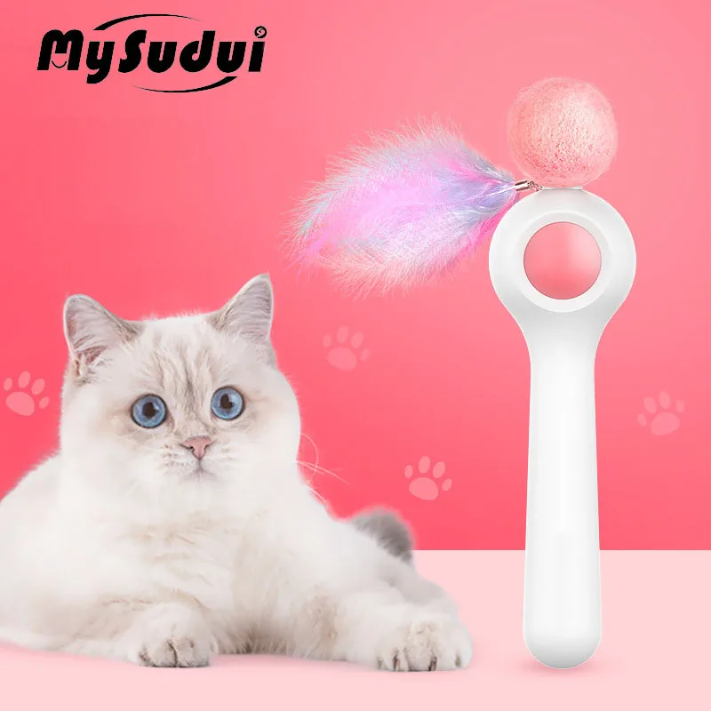 

MySudui игрушка в виде кошачьих перьев, автоматический мяч, игрушки для кошек, Интерактивная шариковая палочка, плюшевые забавные котята, товар...
