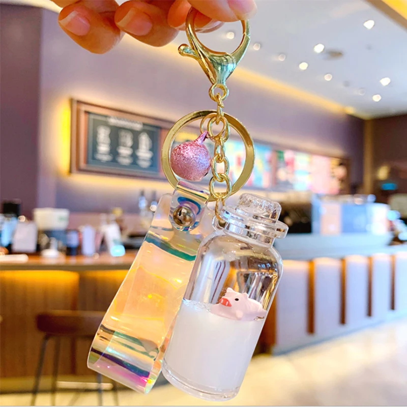 1 шт Акриловые животных бутылка брелок Моделирование молока зыбучие пески
