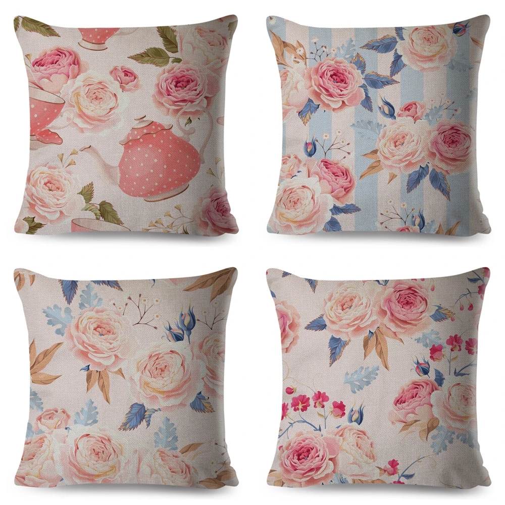 Скандинавский стиль роза цветок и птицы подушка чехол Декор цветочное растение