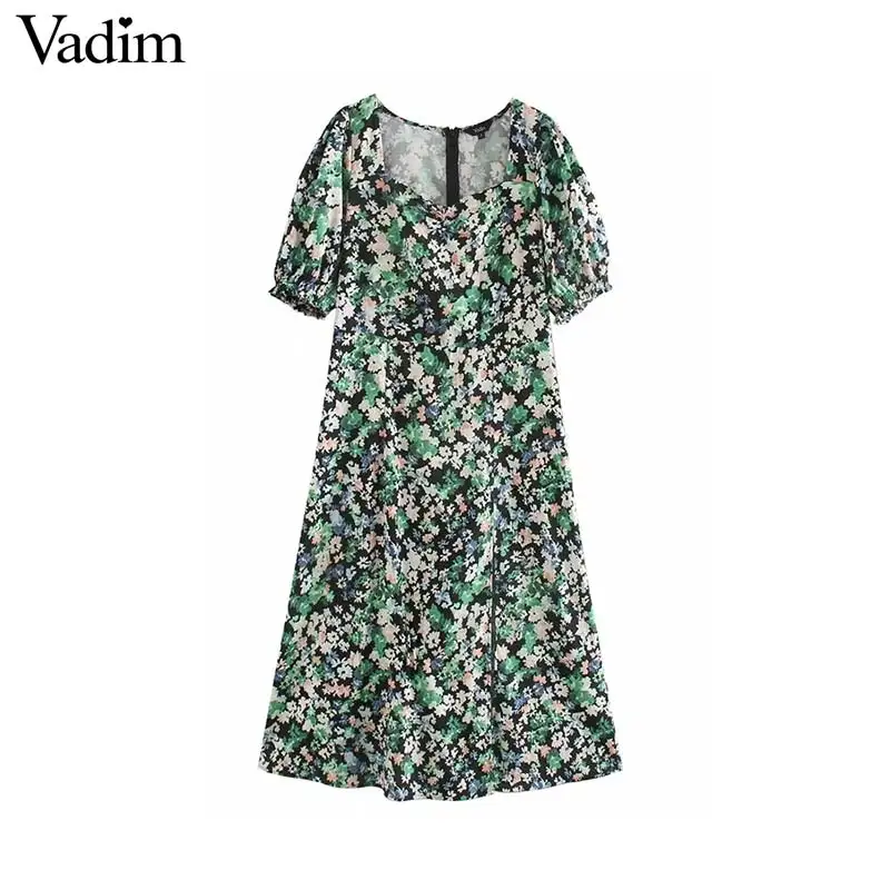 Женское винтажное платье миди Vadim Повседневное до середины икры в стиле ретро с v