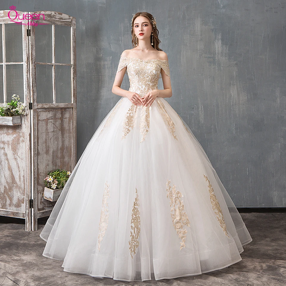 Белые свадебные платья 2020 кружевные Роскошные бальные с аппликацией свадебное