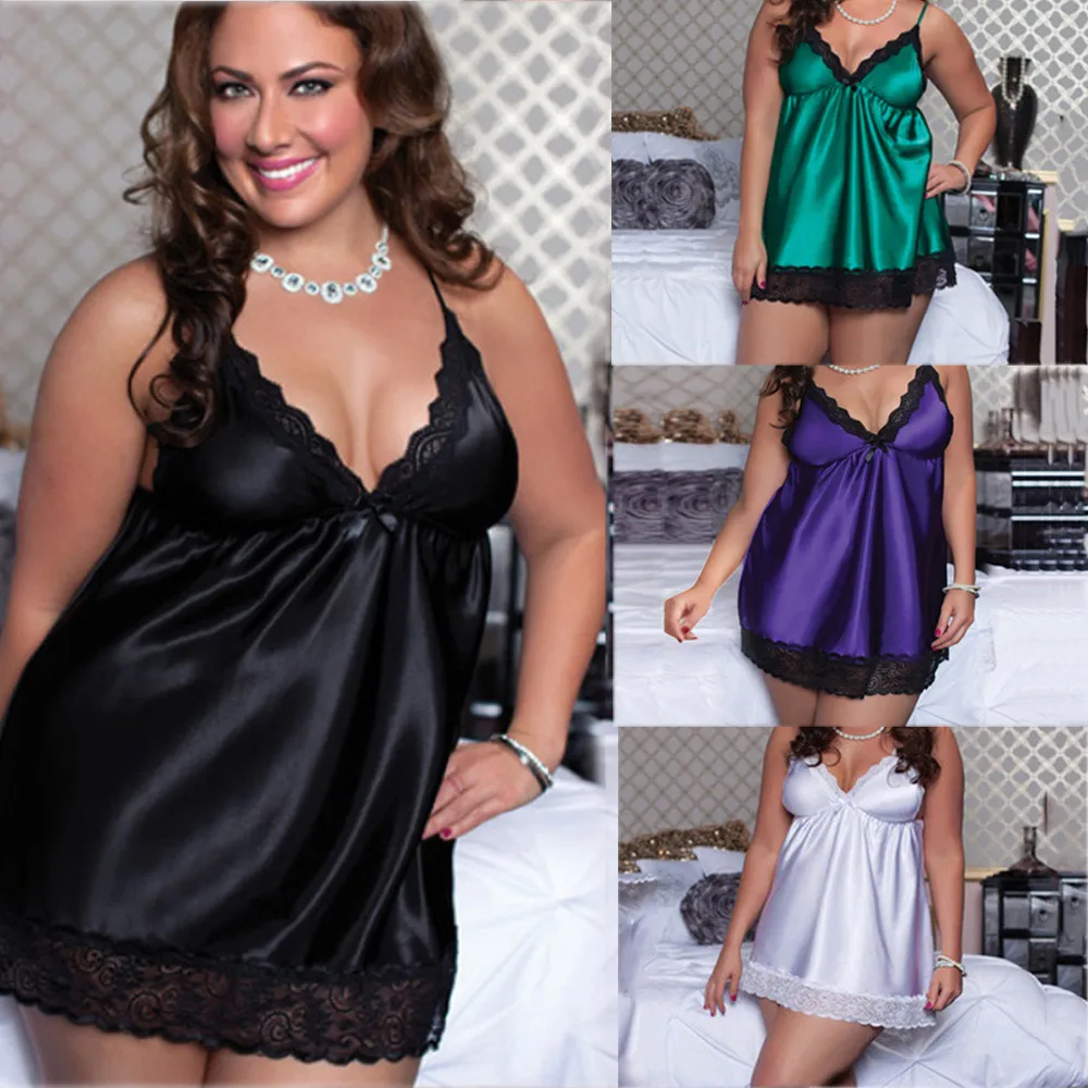 

Plus Size Sexy Lace Sleepwear Lingerie Temptation Babydoll Underwear Nightdress Transparent Lace Babydoll Erotic Underwear Set