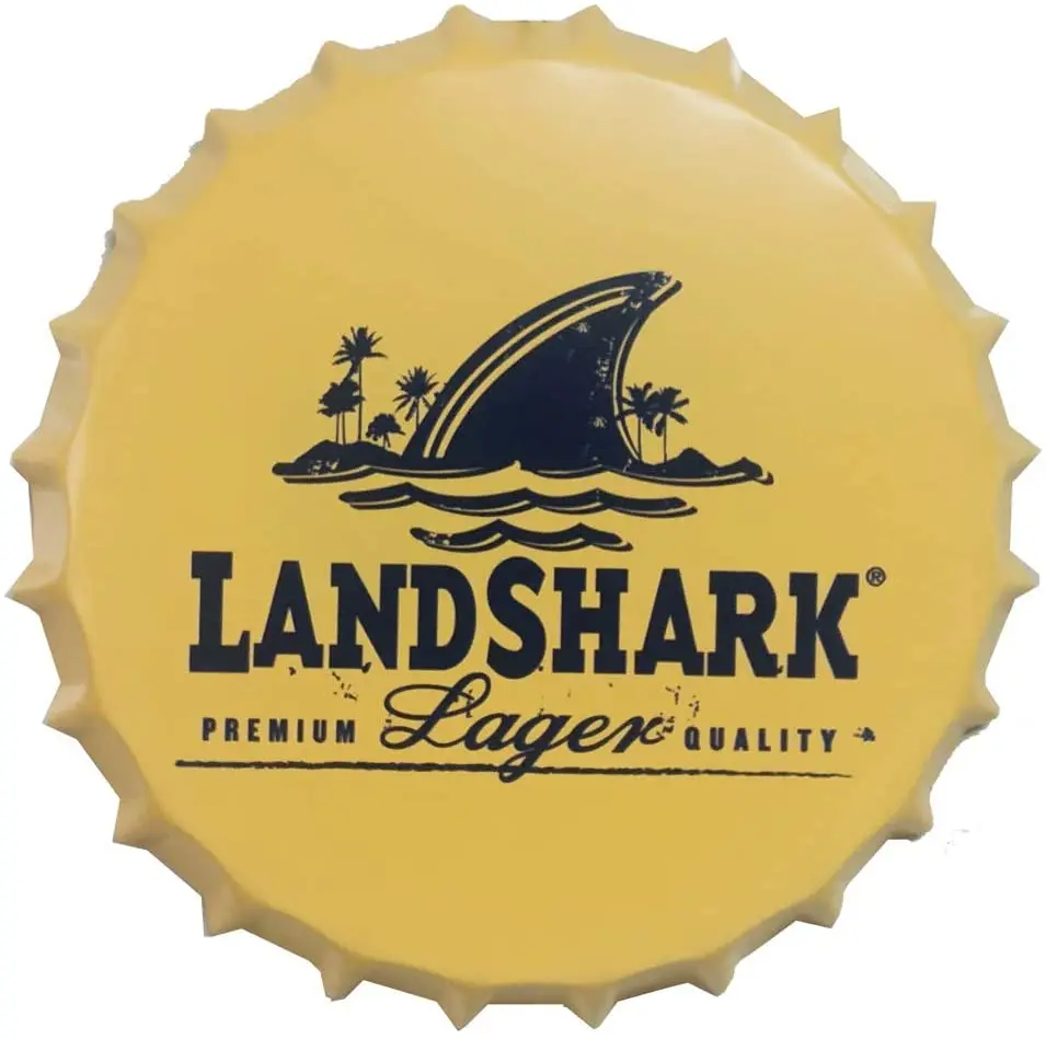 

Декоративные крышки для бутылок Landshark, металлические жестяные знаки, украшение для кафе, пива, бара, плоская 1 дюйм настенная декоративная та...