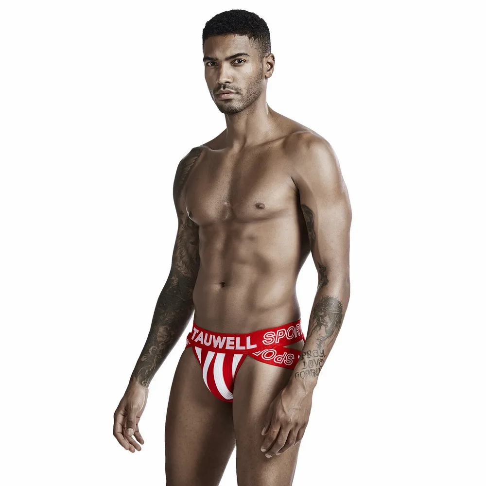 

Men underwearLow waist sexy Fashion and personality High cross stripes Cotton hollow out Men underwear Briefs for men