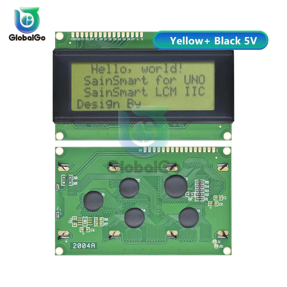ЖК 2004 2004 20x4 2004A синий/зеленый ЖК-дисплей HD44780 символ IIC/I2C SPI интерфейс адаптер модуль для arduino 3,3 V 5V - Цвет: 5V Without Adapter