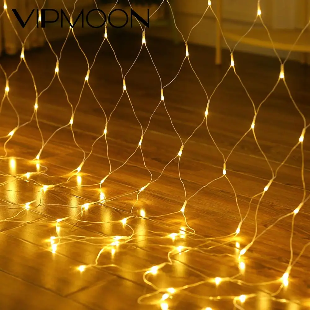 

Net LED String Lights 8Modes 110V 3MX2M Festival Christmas Decoration New Year Wedding Party Waterproof Curtain Lights