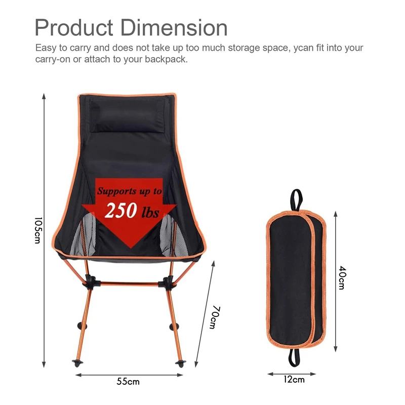 Koop Camping Stoel Lichtgewicht Compact Folding Hoge Rug Met Hoofdsteun Voor Camp Travel Picknick Festival Wandelen Backpacken