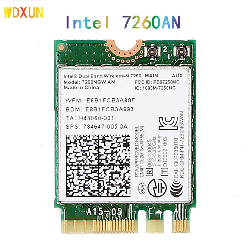 Сетевая карта Wlan Intel Wireless-N 7260 7260NGW UM Wifi + Bluetooth 4,0 802.11n 2,4 ГГц/5 ГГц, двухдиапазонный беспроводной адаптер 300 Мбит/с
