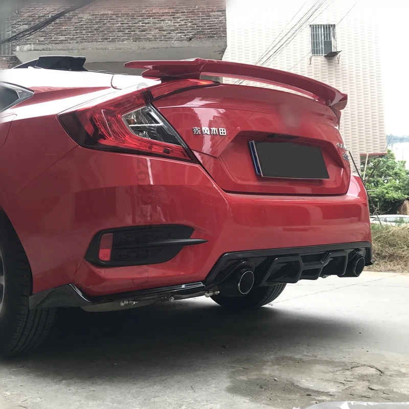 Задний спойлер диффузор бампер хвост губы для Honda Civic 10 поколения 2016/17/18/19 комплект