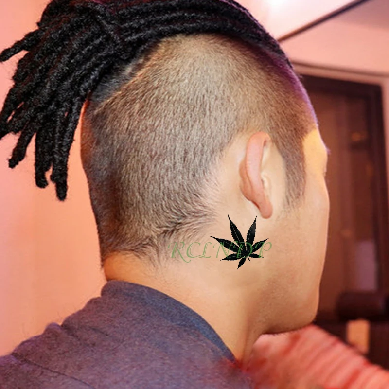 Водостойкая Временная тату наклейка черный кленовый лист флэш искусственный