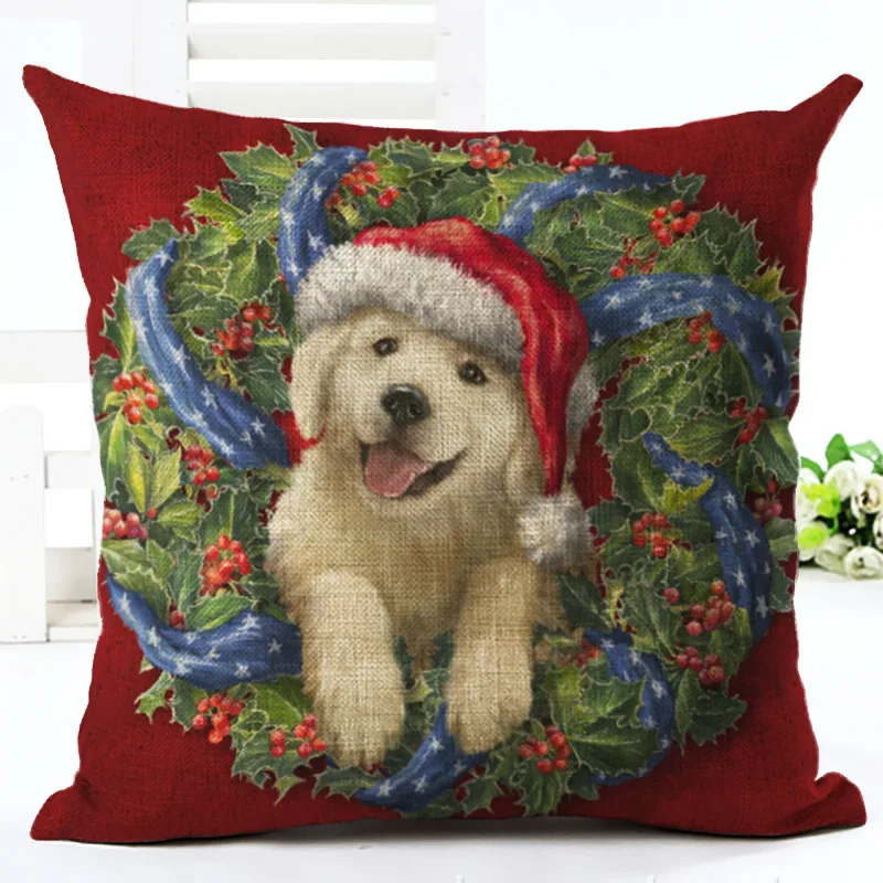 Fashion Sofa Cushion Cover Christmas Pet Dog Linen Decorative Car Pillowcase Comfortable Seat Pillow Case Santa for Home Decor | Дом и сад
