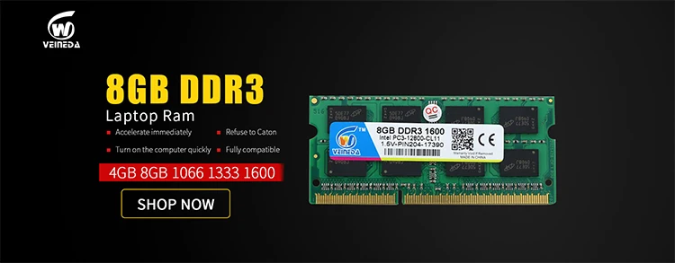 VEINEDA, память для ноутбука DDR3, 8 ГБ, 4 Гб, 2 Гб, DDR 3, 1333 МГц, 1600 МГц, sodimm ram, память для ноутбука, 204pin, 1,5 в, для ноутбука Intel, AMD