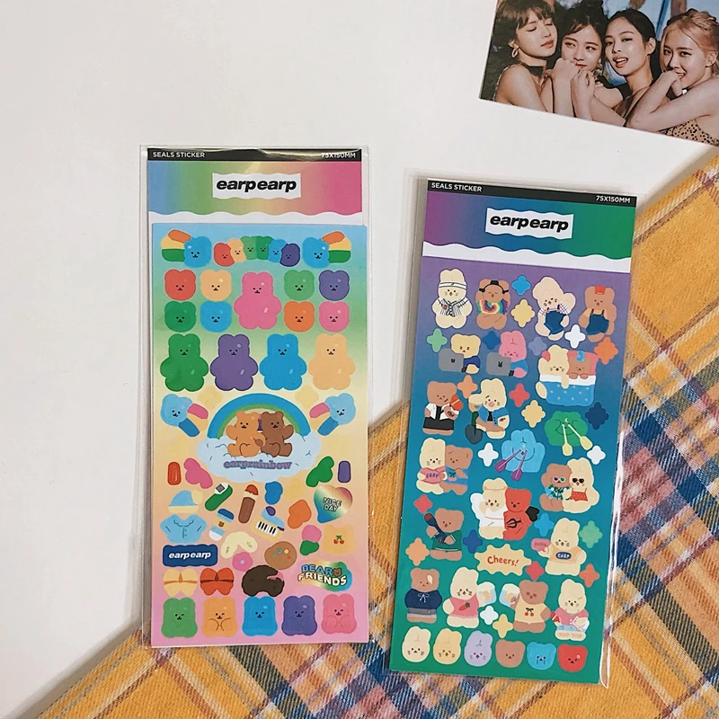 

Ins Hot Korean Girl Heart Cute Cartoon Bear Rabbit Sticker Hand Account Mobile Phone Star Chasing Card DIY Waterproof Sticker