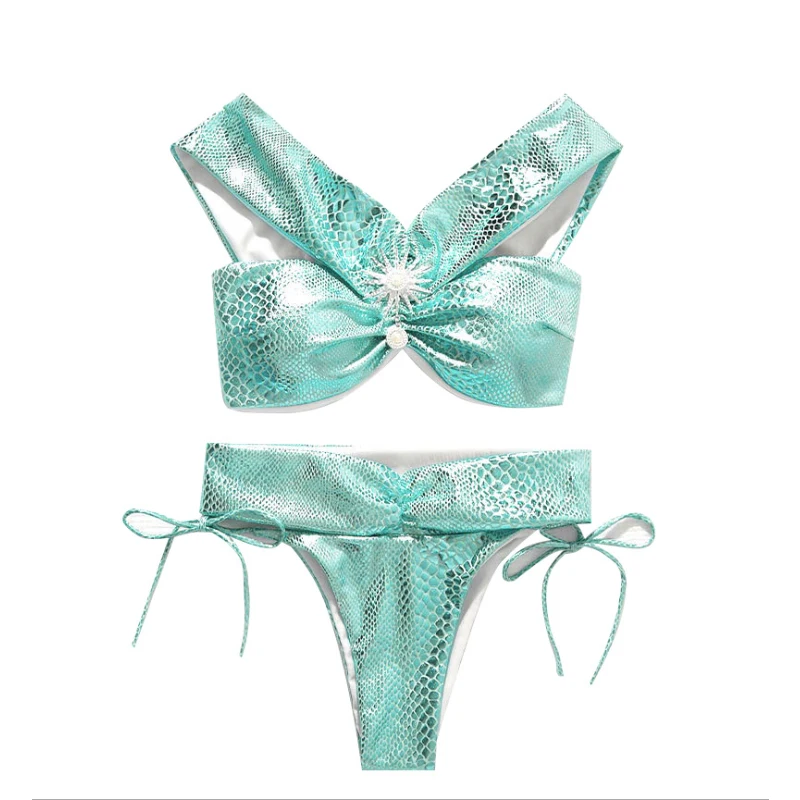 

Snake Skin Swimwear Women Bikini Brazilian Sexy Swimsuit Push Up Swim Suit High Waist Bathing Suit Diamond Swimming Suit 2020