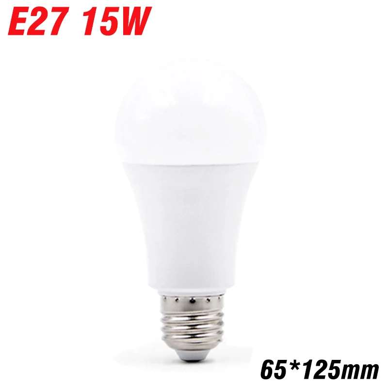 E27 15W 220V Bombilla светодиодный светильник E27, реальная мощность, 3 Вт, 6 Вт, 9 Вт, 12 Вт, 15 Вт, 18 Вт, 20 Вт, 220 В, светильник-свеча E14, высокая яркость, лампада, светодиодный светильник - Испускаемый цвет: E27 15W 220V