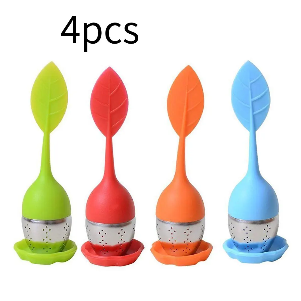 

4PCS Tea Infuser Leaf Shaped Tea Strainer Silicone Spice Filter Fine Mesh Tea Cup Tea Diffuser Accessory