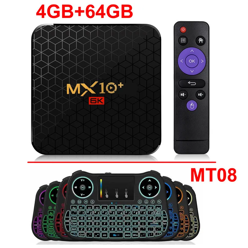 4GB 64GB add MT08 MX10 PLUS 6K ULTRA HD; Smart TV BOX Android 9,0 Allwinner H6 4GB 64GB 2,4G/5G Dual wifi BT4.0 3D 6K HDR телеприставка медиаплеер - Цвет: 4GB 64GB add MT08