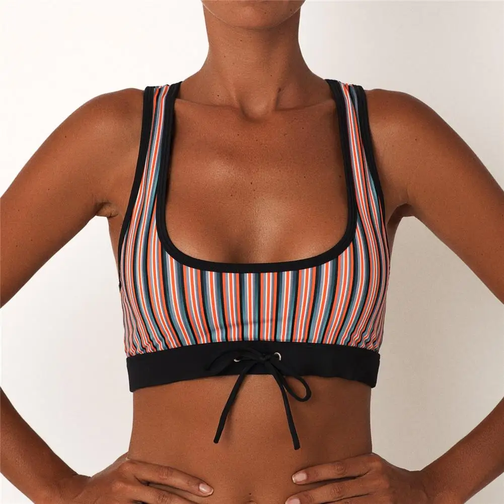 

Sexy Slim Fitting Bikini Stripe Bowknot Sports Bra Top Low Wasit Bikini Bottoms Briefs Swimwear Swim Shorts Female positive