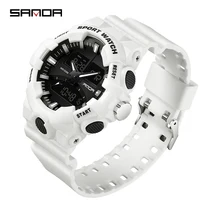 Часы наручные SANDA Мужские кварцевые Светодиодные, модные спортивные цифровые, в стиле милитари, водонепроницаемые