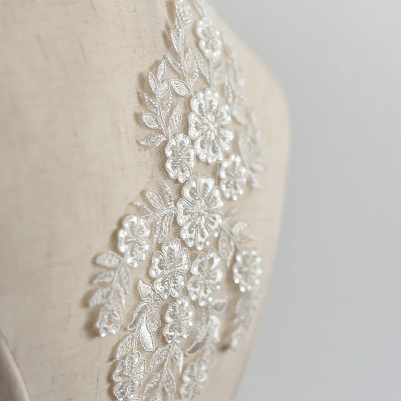 Белая Кружевная аппликация из бисера сетка венецианская кружевная отделка