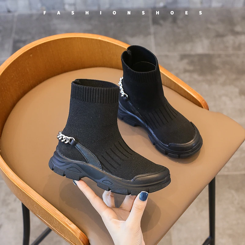 

Casual Kids Sock Sneakers Children Boys Breathable High Top Flying Woven Trainers School Soft Running Sports Toddlers Girl Shoes