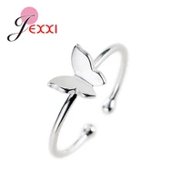 romantic 925 sterling silver butterfly glossy opening ring wedding party valentines day trendy fine jewelry gift for women girl