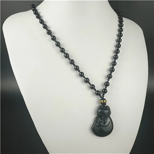 Сертифицированный китайский натуральный черный зеленый нефрит Феникс ожерелье