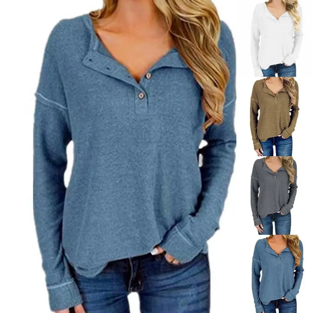 

Женская трикотажная футболка с длинным рукавом, на пуговицах