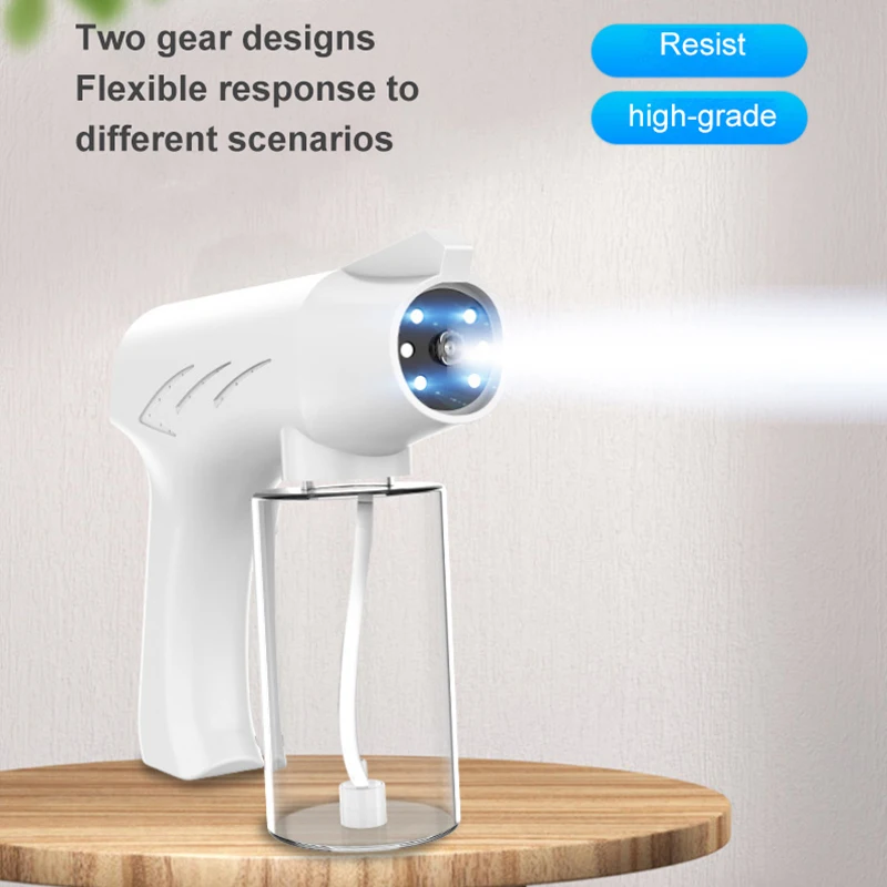 

300/350ml Nano Blue Light Disinfection Spray Gun USB Rechargeable Blue Light Steam Sterilizer Spray Gun Office Garden Tools