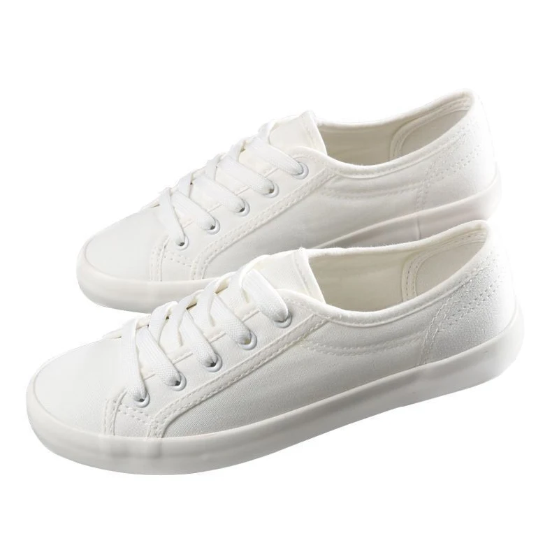 

Classic White Canvas Shoes Women Casual Shoes Female Summer Woman Sneakers Lace-Up Flat Trainers Fashion Women's Vulcanize Shoes
