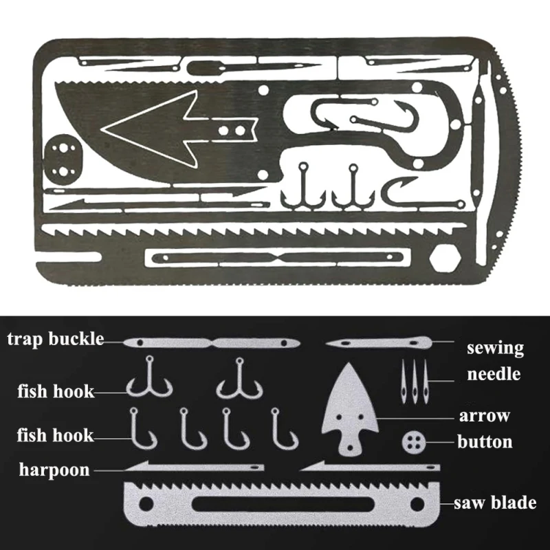

Multifunction Fishing Gear Hook Card Multi-Tool Outdoor Camping hiking Survival Tools Hunting Emergency EDC Kit