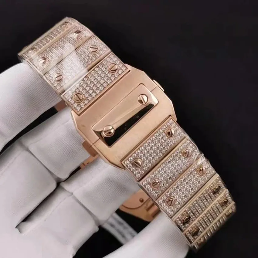 

top Rose Gold Iced out top quality watch Full Diamonds Clasp Sapphire glass Automatic 1:1 with box and papers