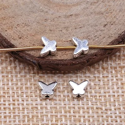 

40pcs 5*6mm Butterfly Small Hole Beads For DIY Jewelry Making Antique Silver Color Jewelry Accessories