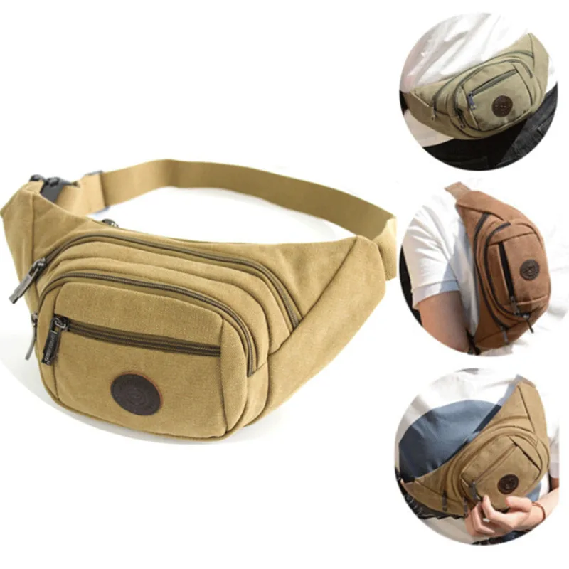Мужская холщовая барсетка сумка мессенджер поясная дорожная сумка|Поясные