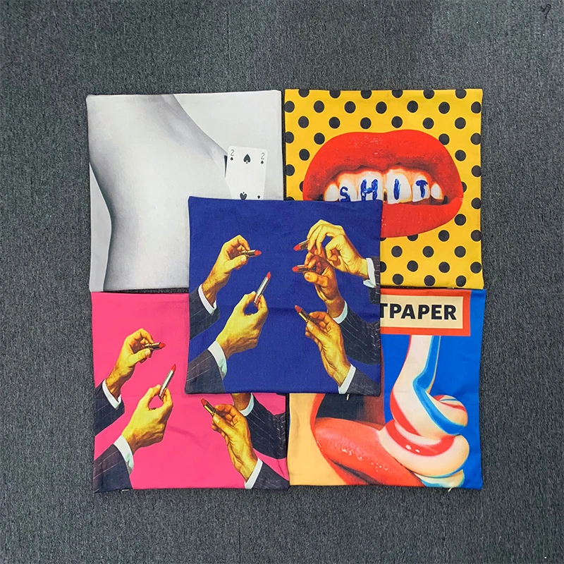 Креативный чехол для диванной подушки в итальянском стиле с красными губами