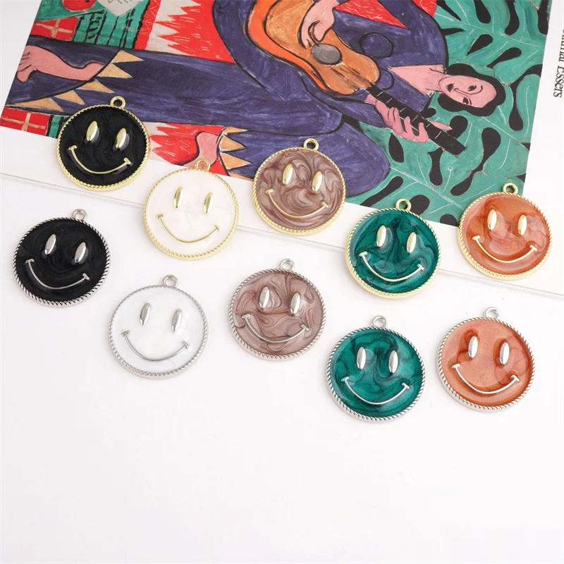 

2pcs New Color Autumn Collection Smiley Face Charm For DIY Necklace Earring Keychain For Handmade Jewelry Making Accessories