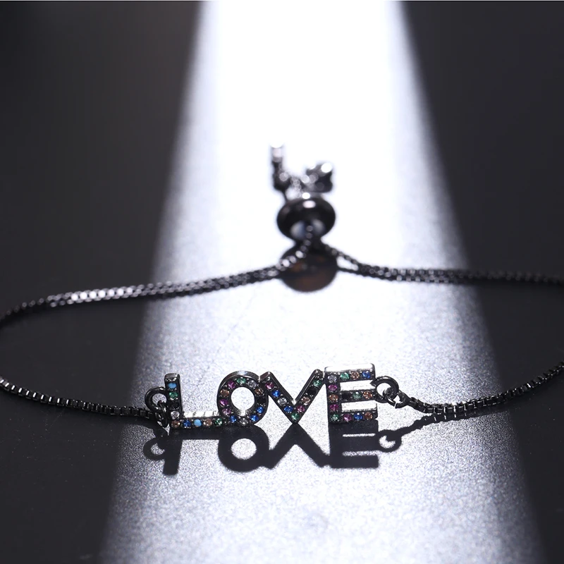 NJ Trendy Letters Design Charm Bracelets fro Women Girls Silver Gold Cubic Zircon CZ &amp Bangles Copper Jewelry | Украшения и