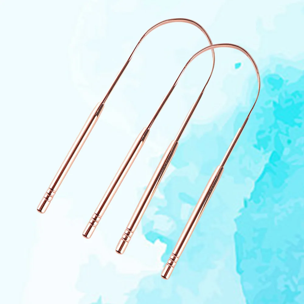 

2pcs Tongue Scrapers Portable Durable Stainless Steel Tongue Oral Brush Sweepers